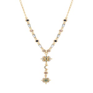 Mood Gold Plated Multi Coloured Fine Celestial Y Necklace