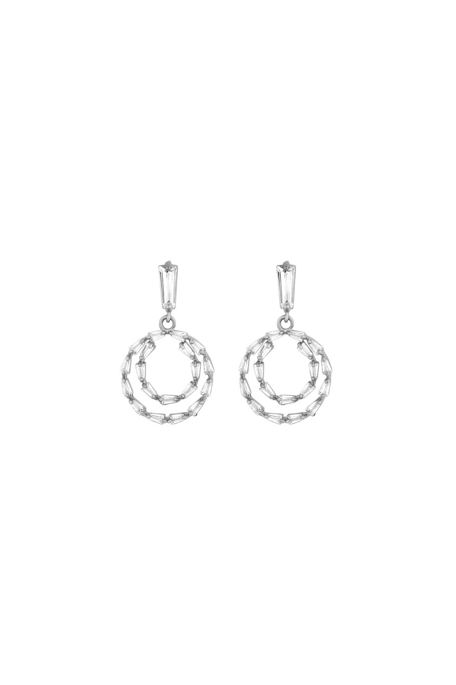 Mood Silver Crystal Cubic Zirconia Mini Forward Facing Drop Earrings
