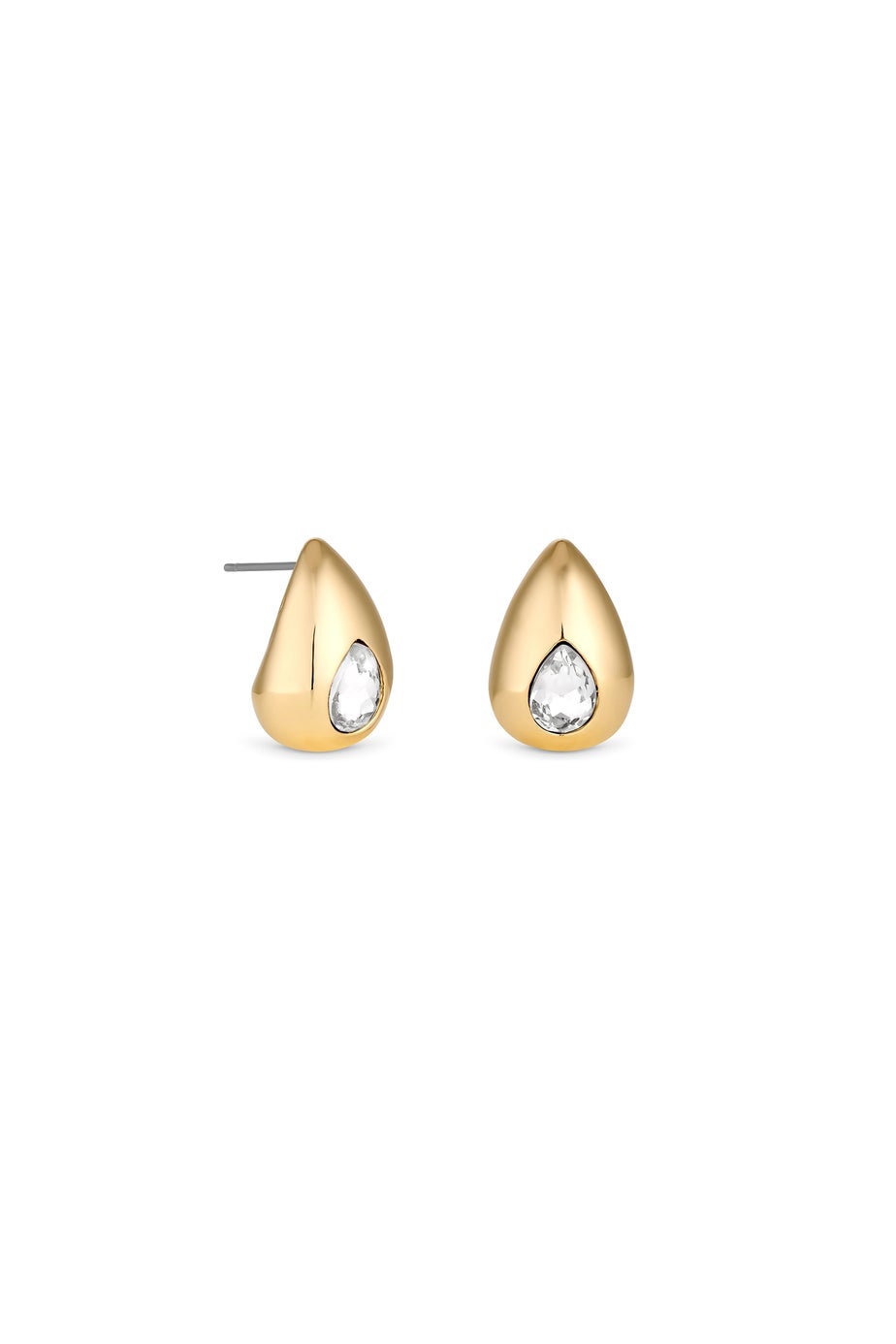 Mood Gold Crystal Pear Dome Hoop Earrings