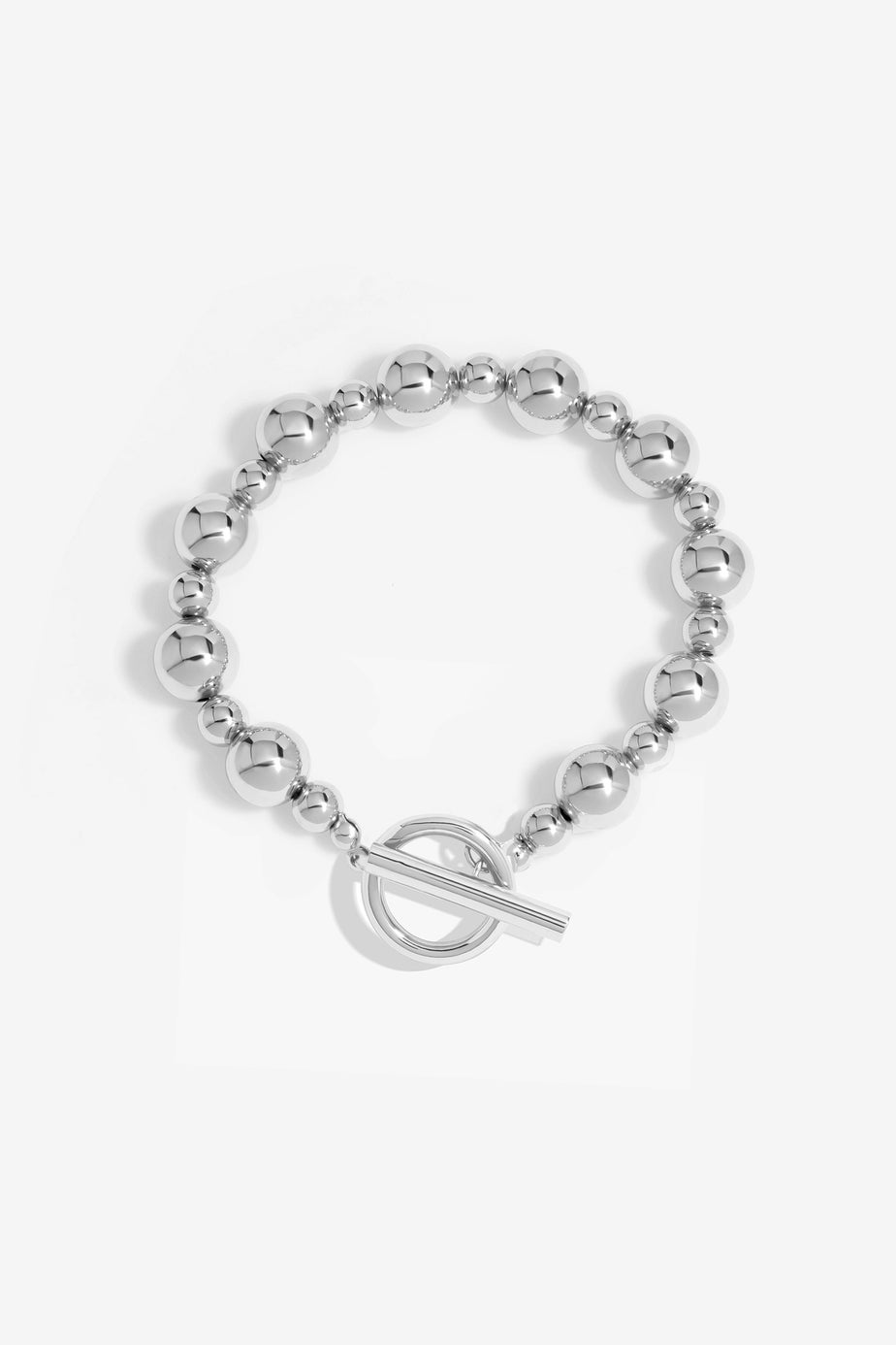 Mood Silver Polished Orb T-Bar Bracelet