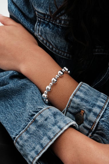 Mood Silver Polished Orb T-Bar Bracelet