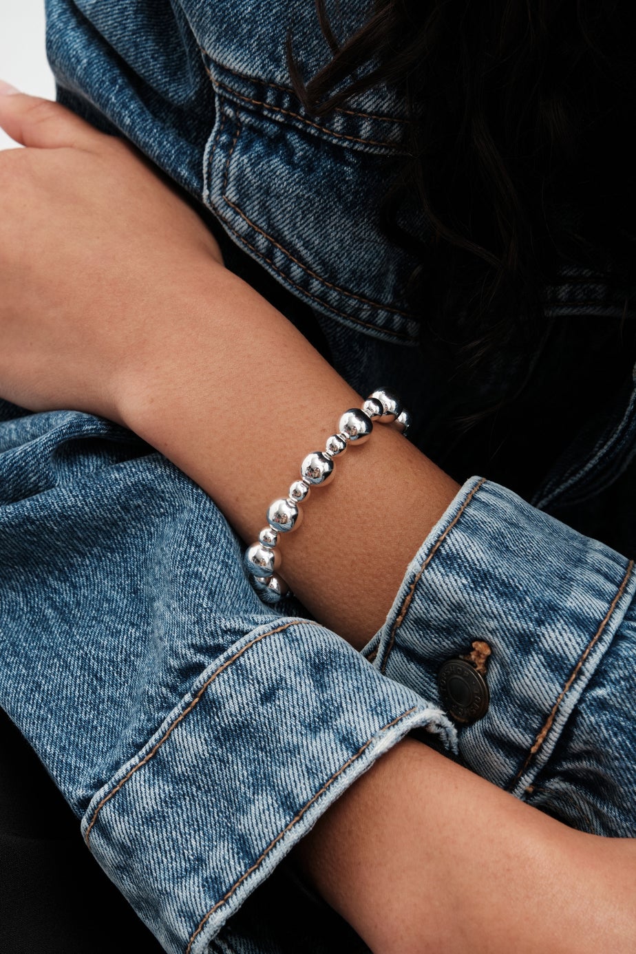 Mood Silver Polished Orb T-Bar Bracelet