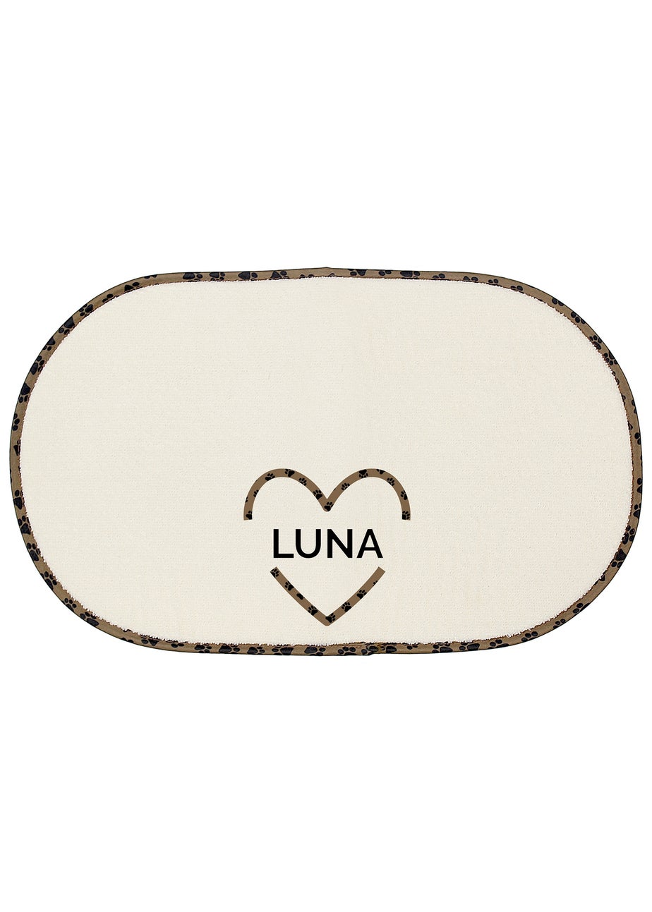 Personalised Memento Company Stone Love Heart Microfibre Pet Bowl Mat