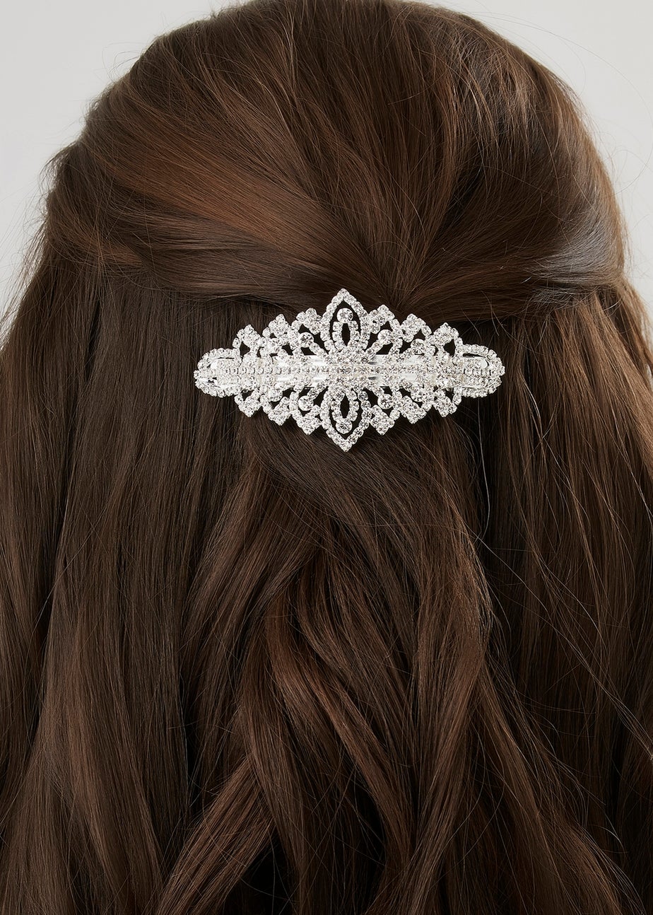 Mood Silver Crystal Ornate Hair Clip