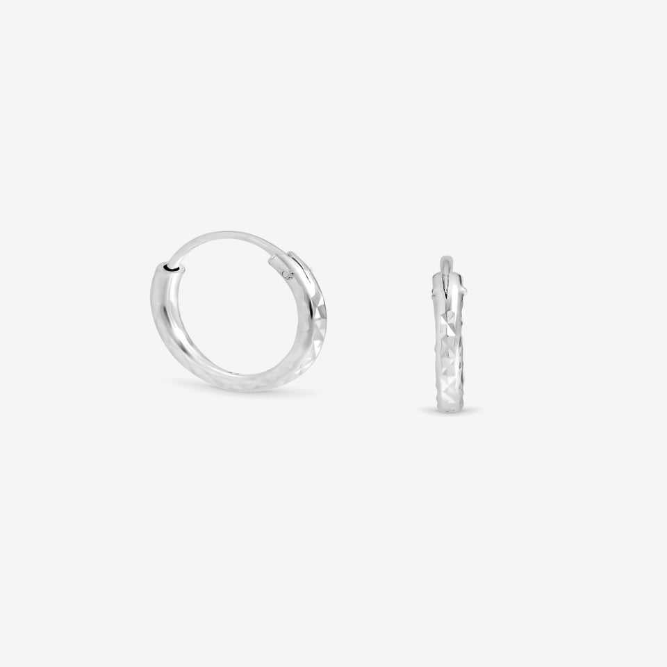 Simply Silver Sterling Silver 925 Mini Diamond Cut Hoop Earrings
