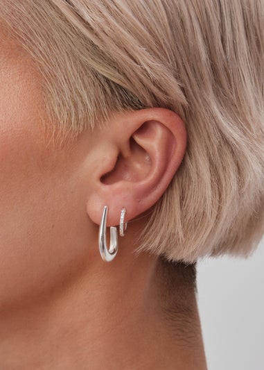 Simply Silver Sterling Silver 925 Mini Diamond Cut Hoop Earrings