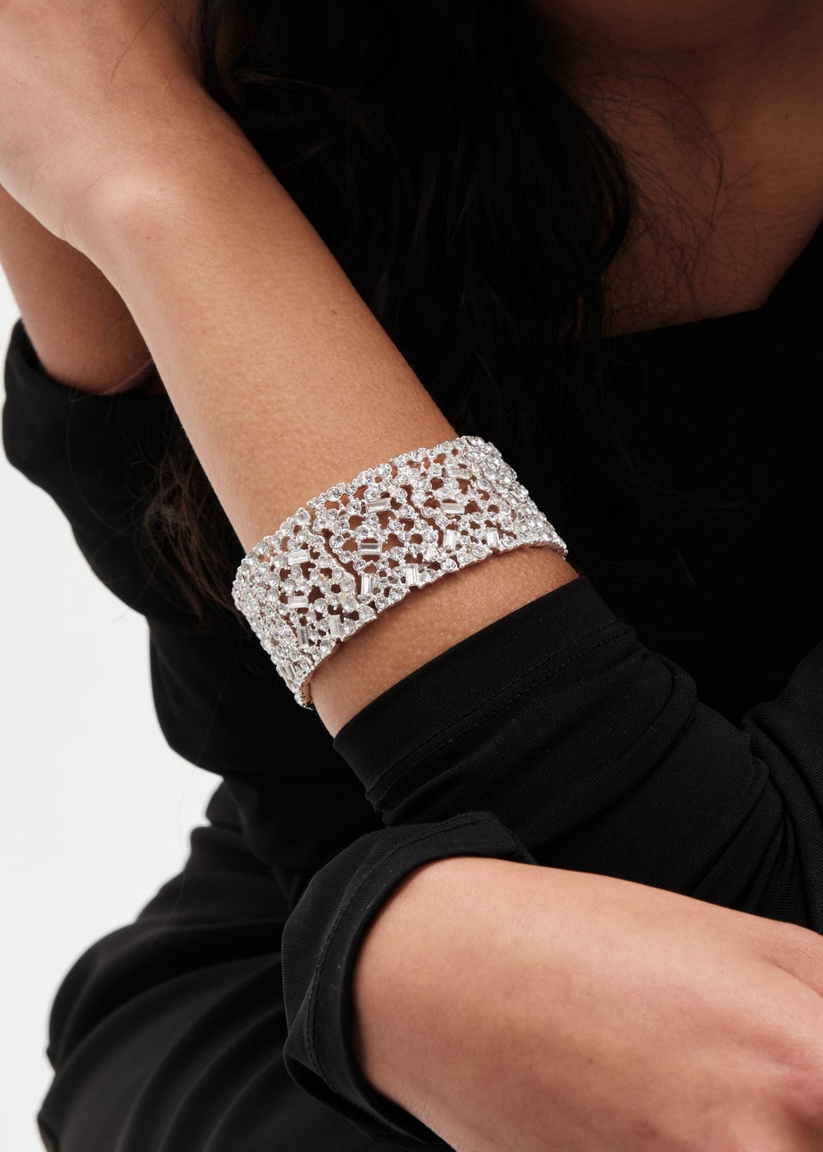 Mood Silver Crystal Multi Stone Stretch Bracelet