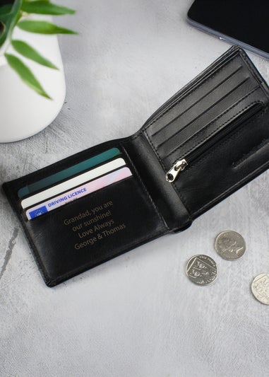 Personalised Memento Company Black Leather Wallet