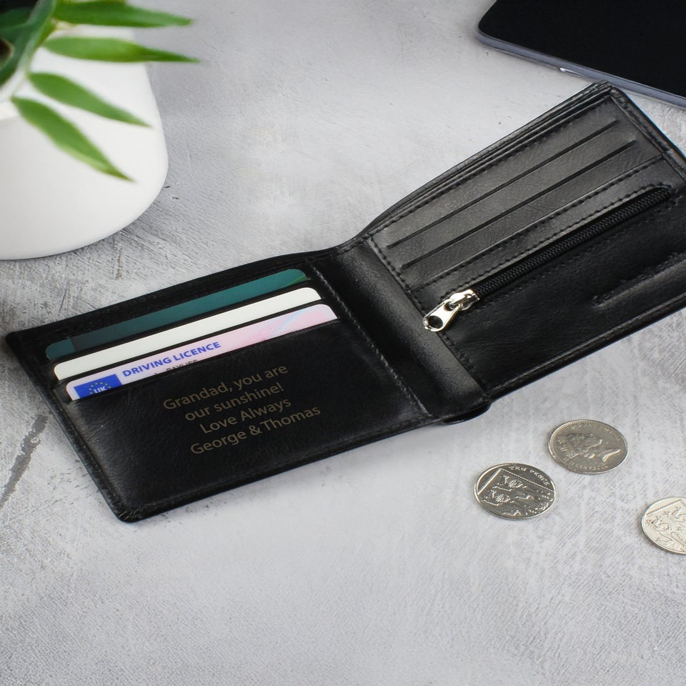 Personalised Memento Company Black Leather Wallet