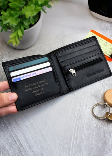 Personalised Memento Company Black Leather Wallet