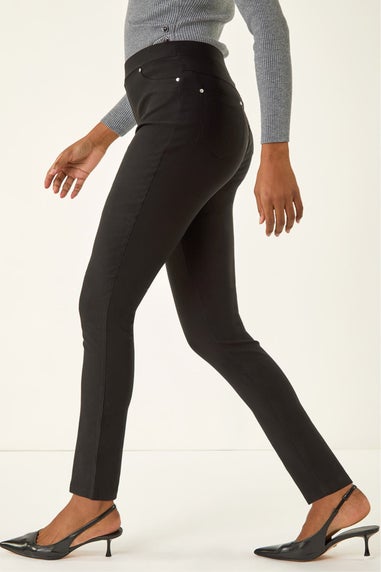 Roman Black Elastic Waist Stretch Jean Trouser