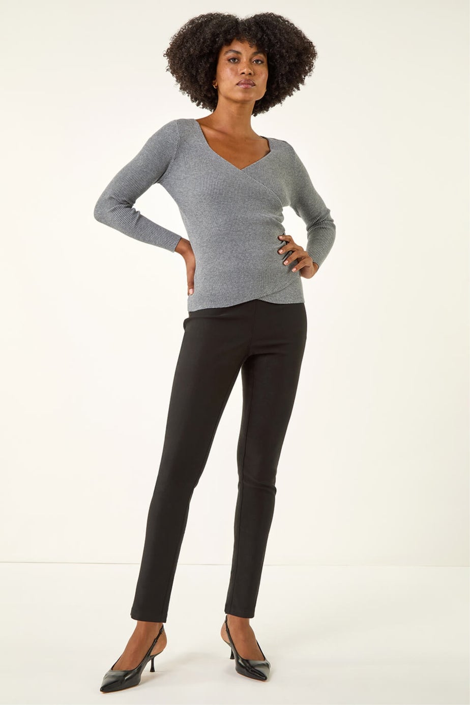 Roman Black Elastic Waist Stretch Jean Trouser