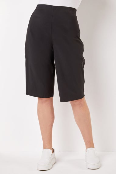 Roman Black Curve Knee Length Elastic Waist  Shorts