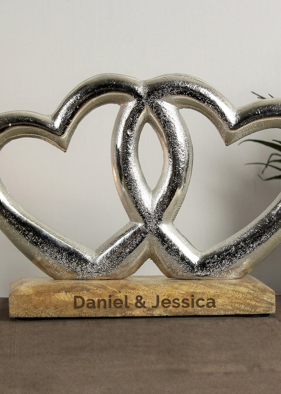 Personalised Memento Company Wood Double Heart Ornament