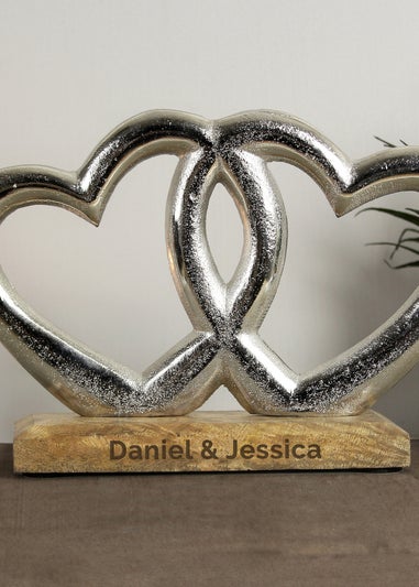 Personalised Memento Company Wood Double Heart Ornament