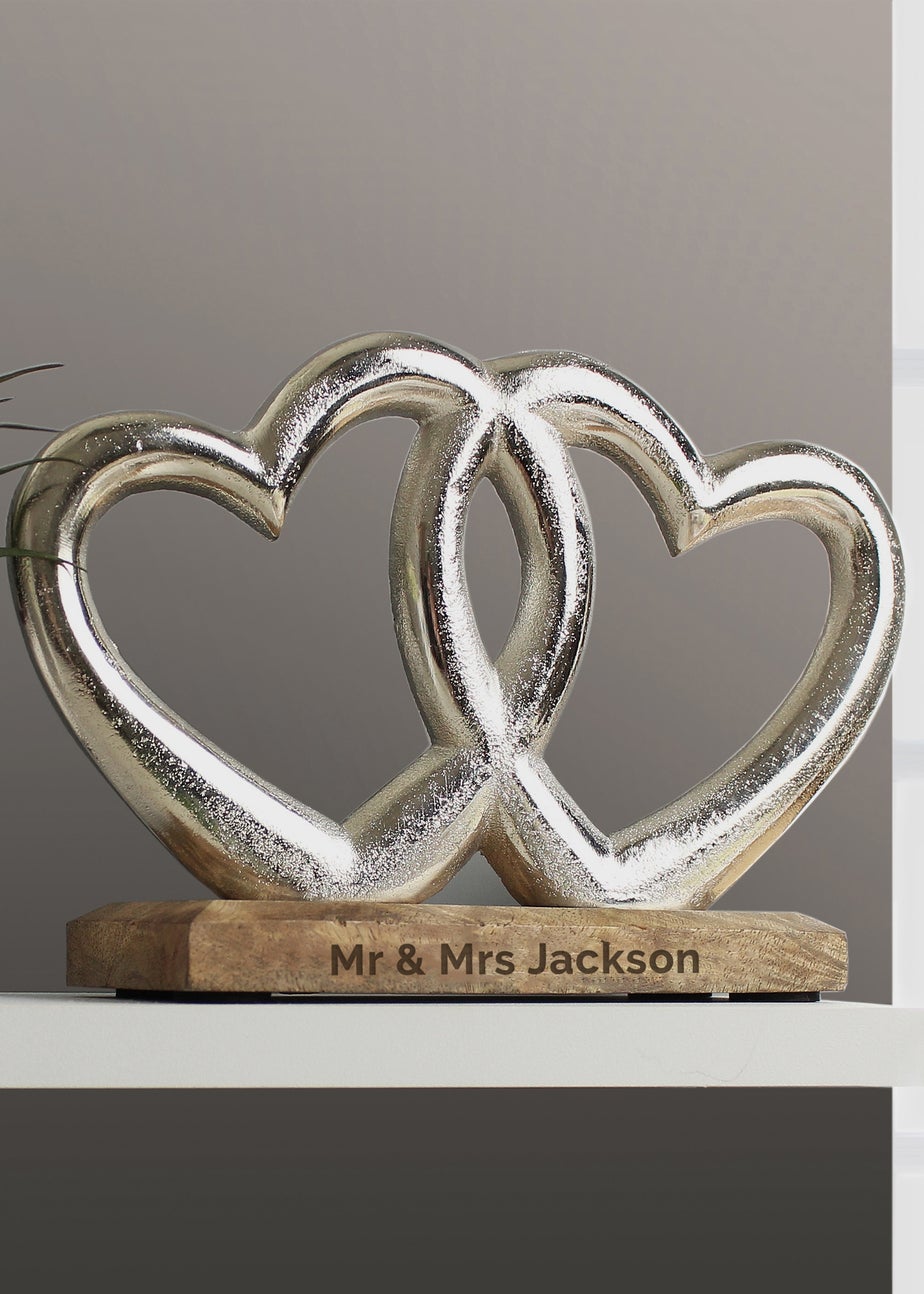 Personalised Memento Company Wood Double Heart Ornament