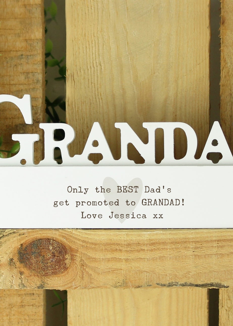 Personalised Memento Company White Wood Heart Grandad Ornament