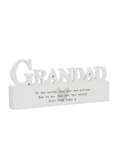 Personalised Memento Company White Wood Heart Grandad Ornament