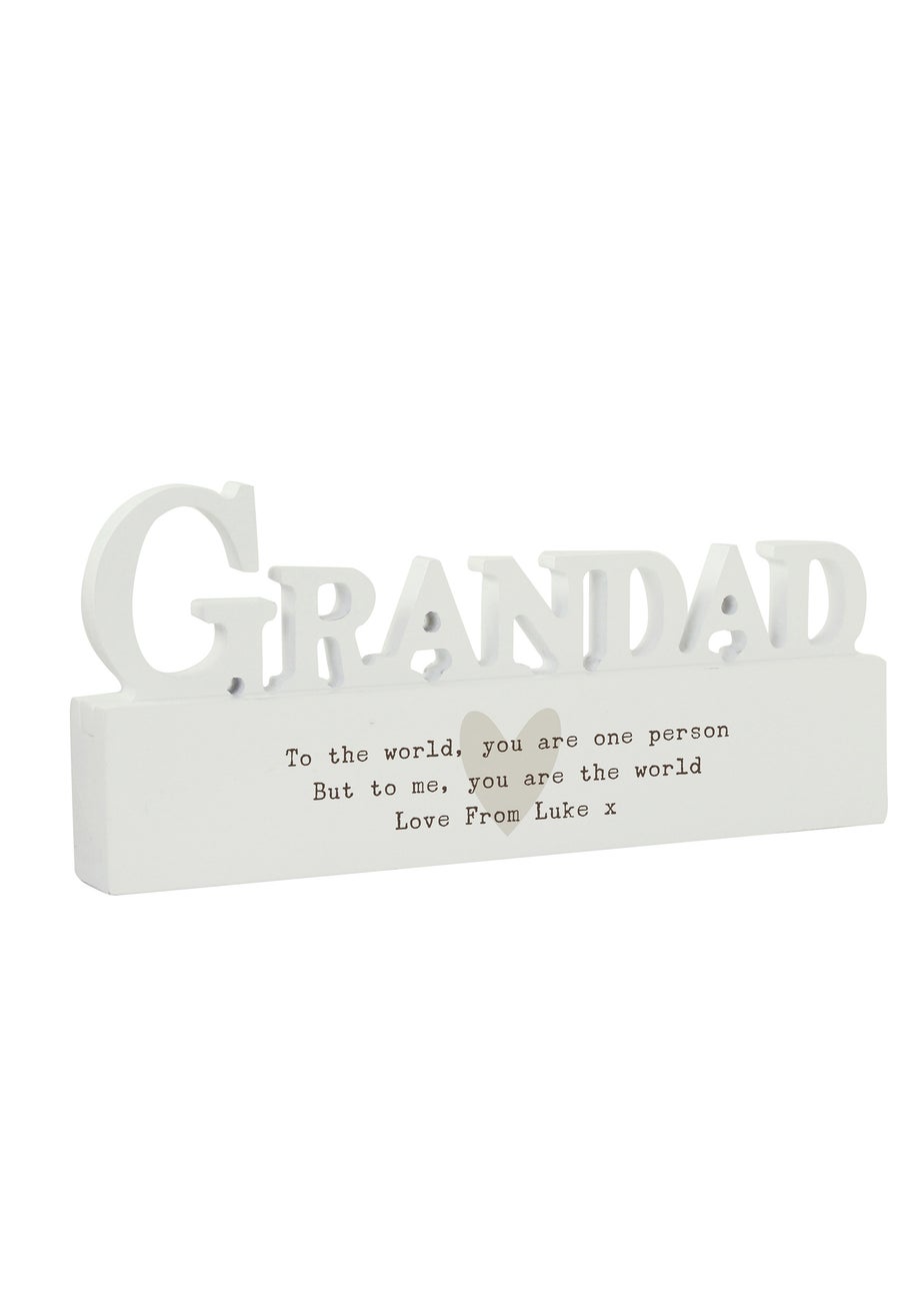 Personalised Memento Company White Wood Heart Grandad Ornament