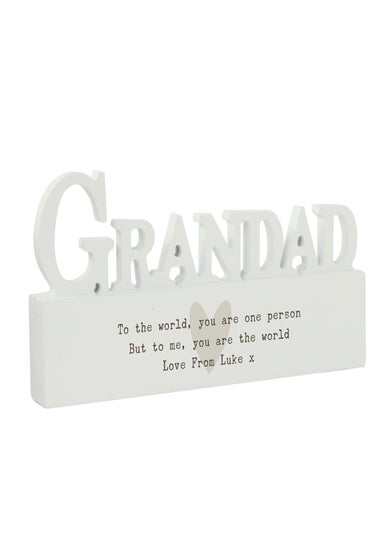 Personalised Memento Company White Wood Heart Grandad Ornament