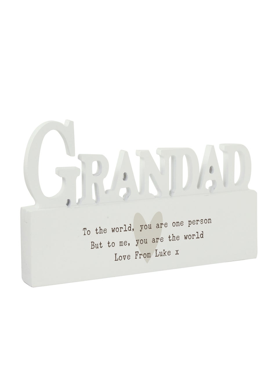 Personalised Memento Company White Wood Heart Grandad Ornament