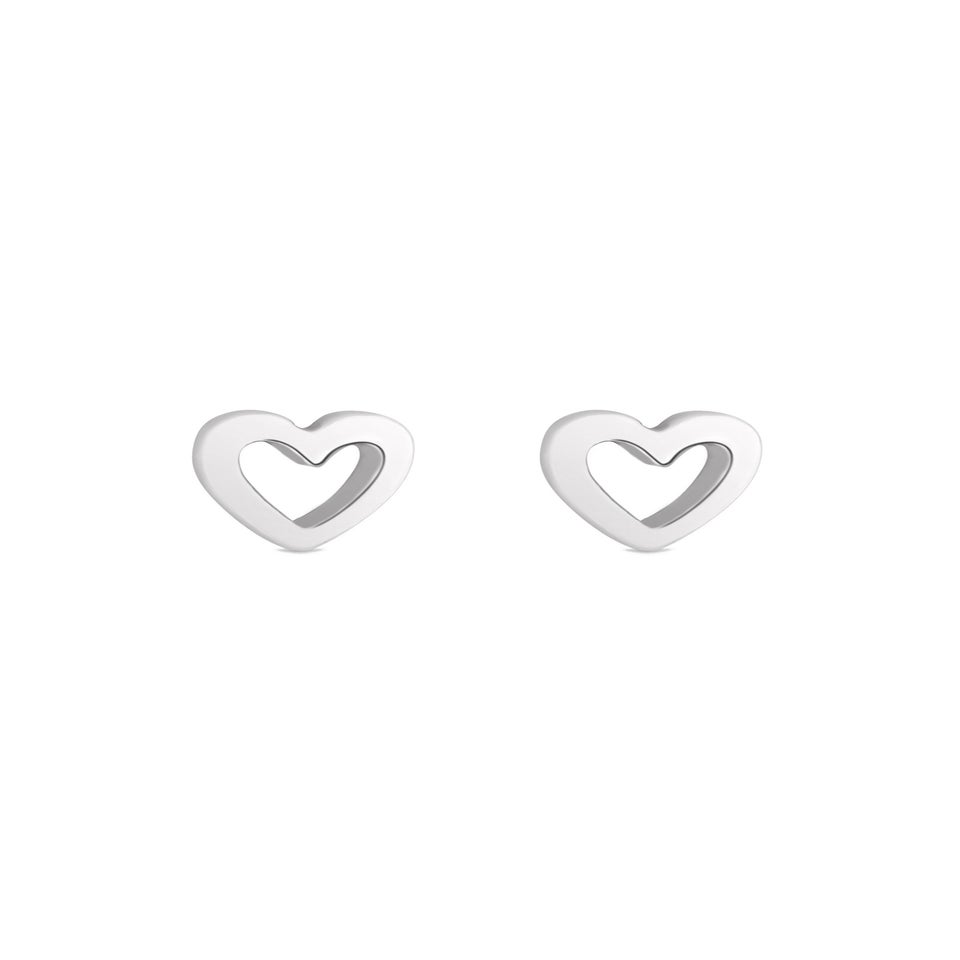 Simply Silver Sterling Silver 925 Open Heart Stud Earrings
