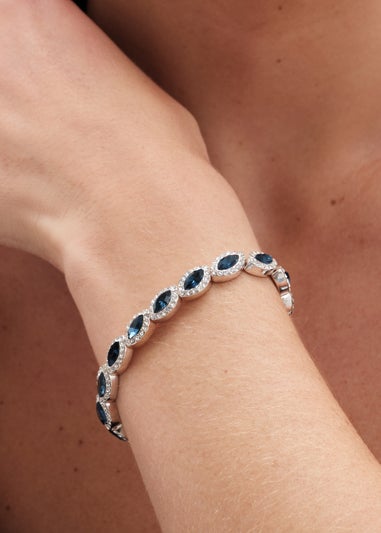 Jon Richard Silver Plated Blue Crystal Navette Stretch Bracelet