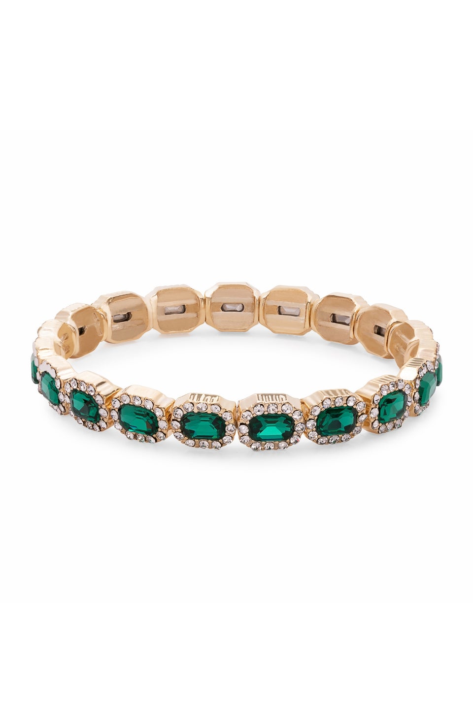 Jon Richard Gold Plated Emerald Green Crystal Rectangle Stretch Bracelet