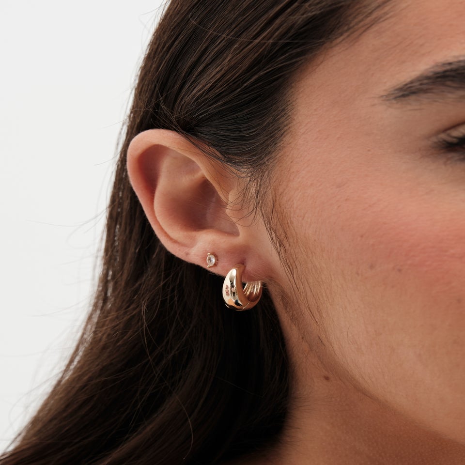 Jon Richard Gold Plated Polished Small Tapered Hoop Earrings