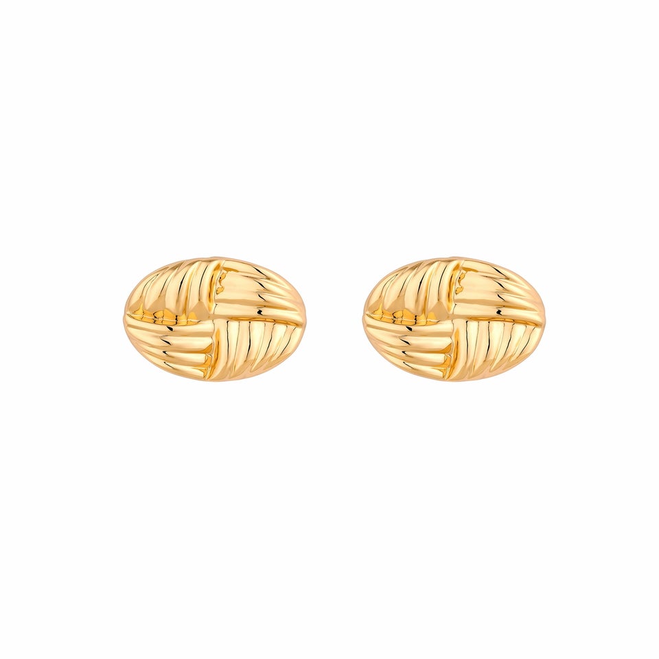 Jon Richard Gold Plated Ridged Statement Stud Earrings