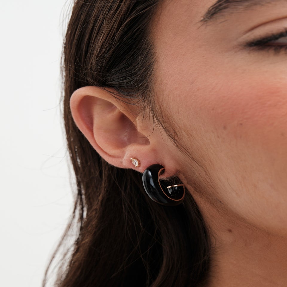 Jon Richard Gold Plated and Jet Hoop Earrings