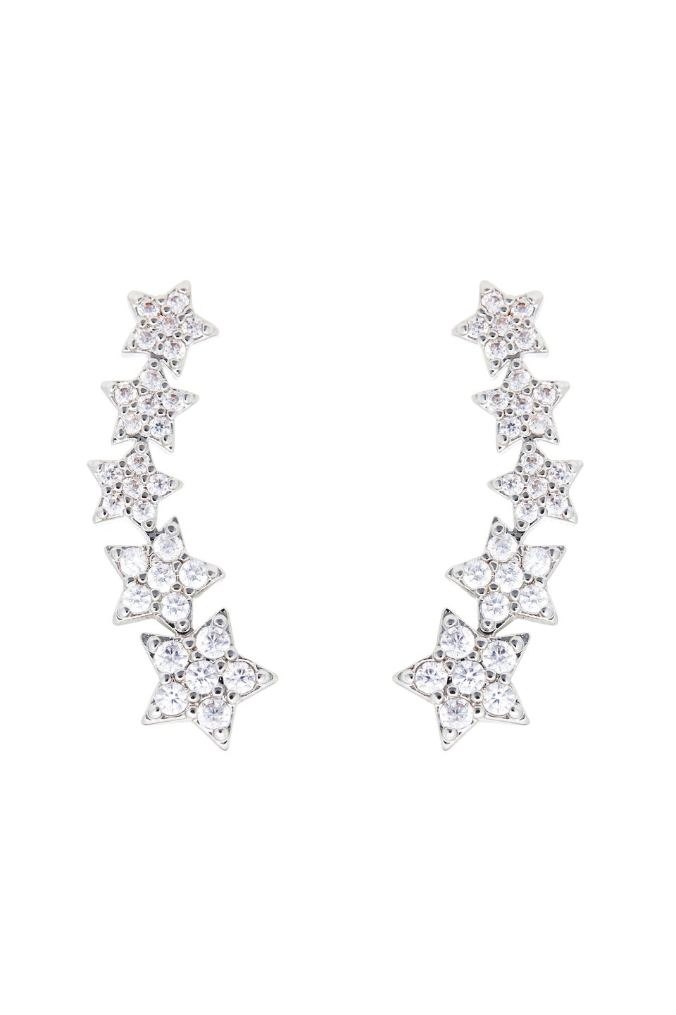 Jon Richard Silver Plated Star Cubic Zirconia Climber Earrings