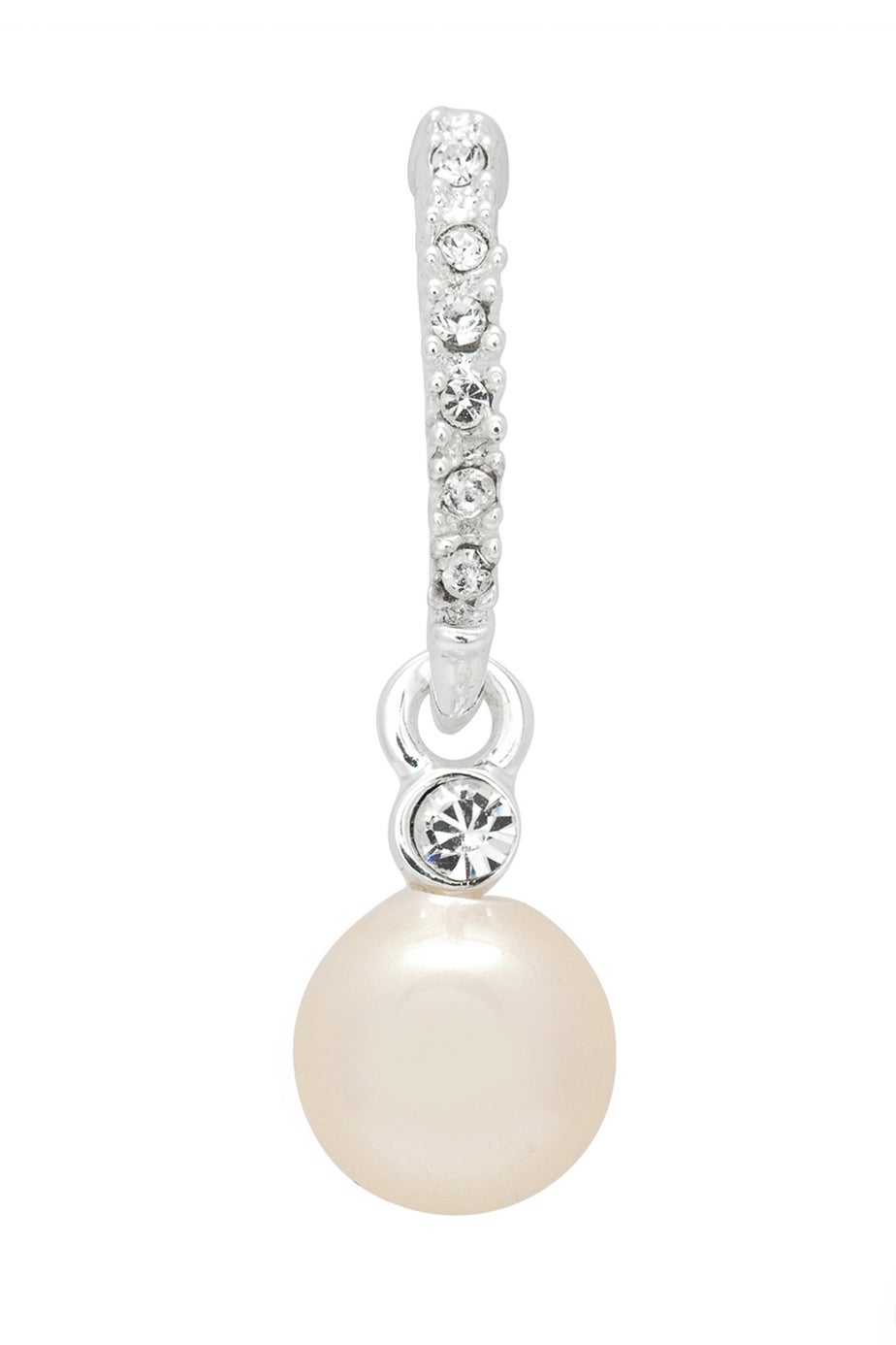 Jon Richard Silver Plated Pave Stick Pearl Drop Earring