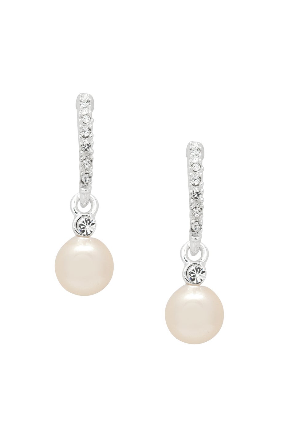 Jon Richard Silver Plated Pave Stick Pearl Drop Earring