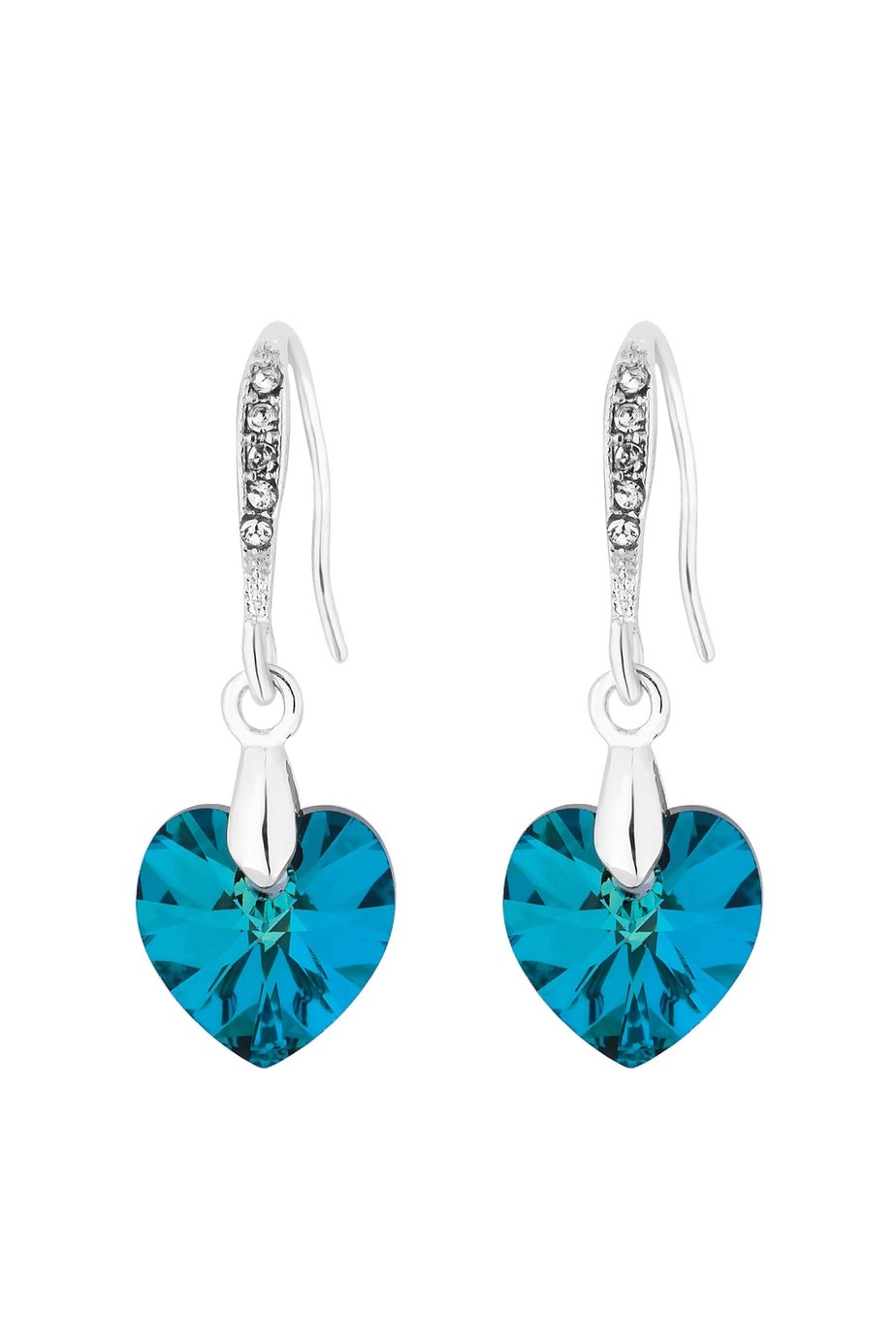 Jon Richard Radiance Collection Silver Plated Blue Bermuda Heart Drop Earrings