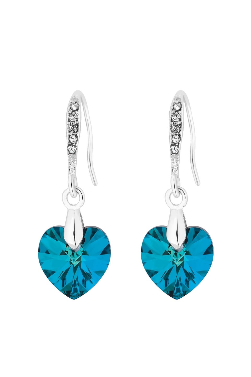 Jon Richard Radiance Collection Silver Plated Blue Bermuda Heart Drop Earrings