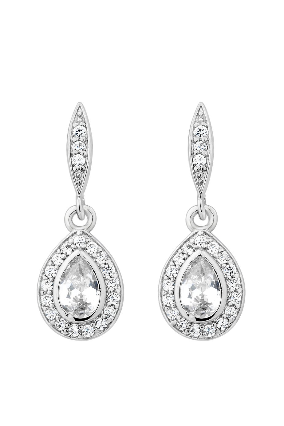 Jon Richard Silver Plated Cubic Zirconia Peardrop Drop Earring