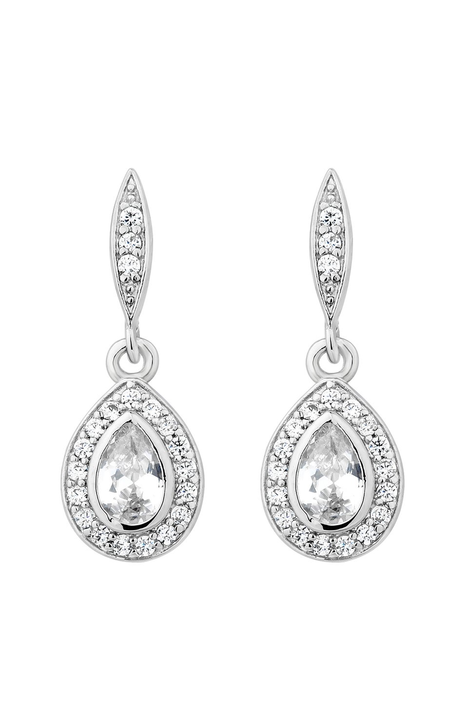 Jon Richard Silver Plated Cubic Zirconia Peardrop Drop Earring