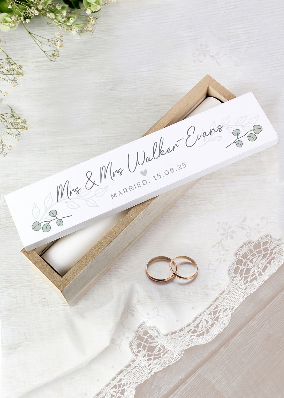 Personalised Memento Company Wood Botanical Leaves Certificate Holder