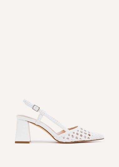 Linzi Florence White Woven Court Heels