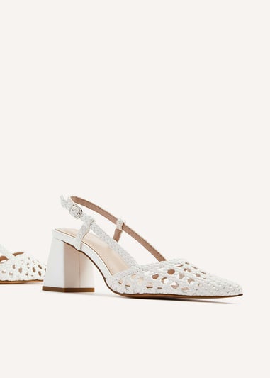 Linzi Florence White Woven Court Heels