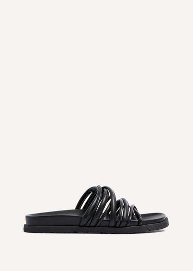 Linzi Rexa Black Faux Leather Toe Post Sandal