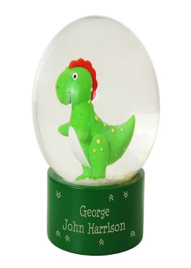 Personalised Memento Company Green Message Dinosaur Glitter Snow Globe