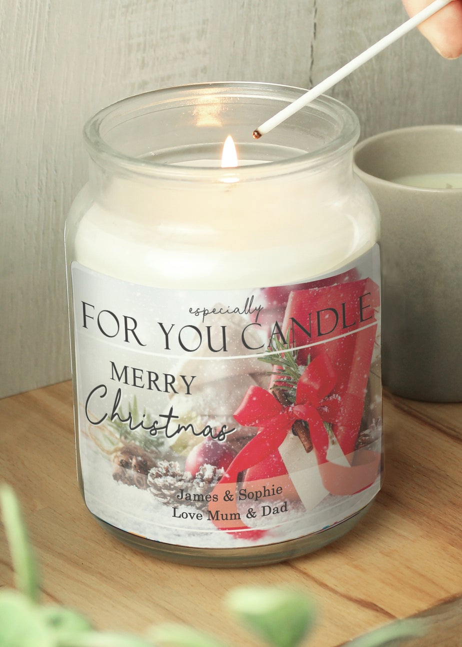 Personalised Memento Company Cream Merry Christmas Large Scented Jar Candle