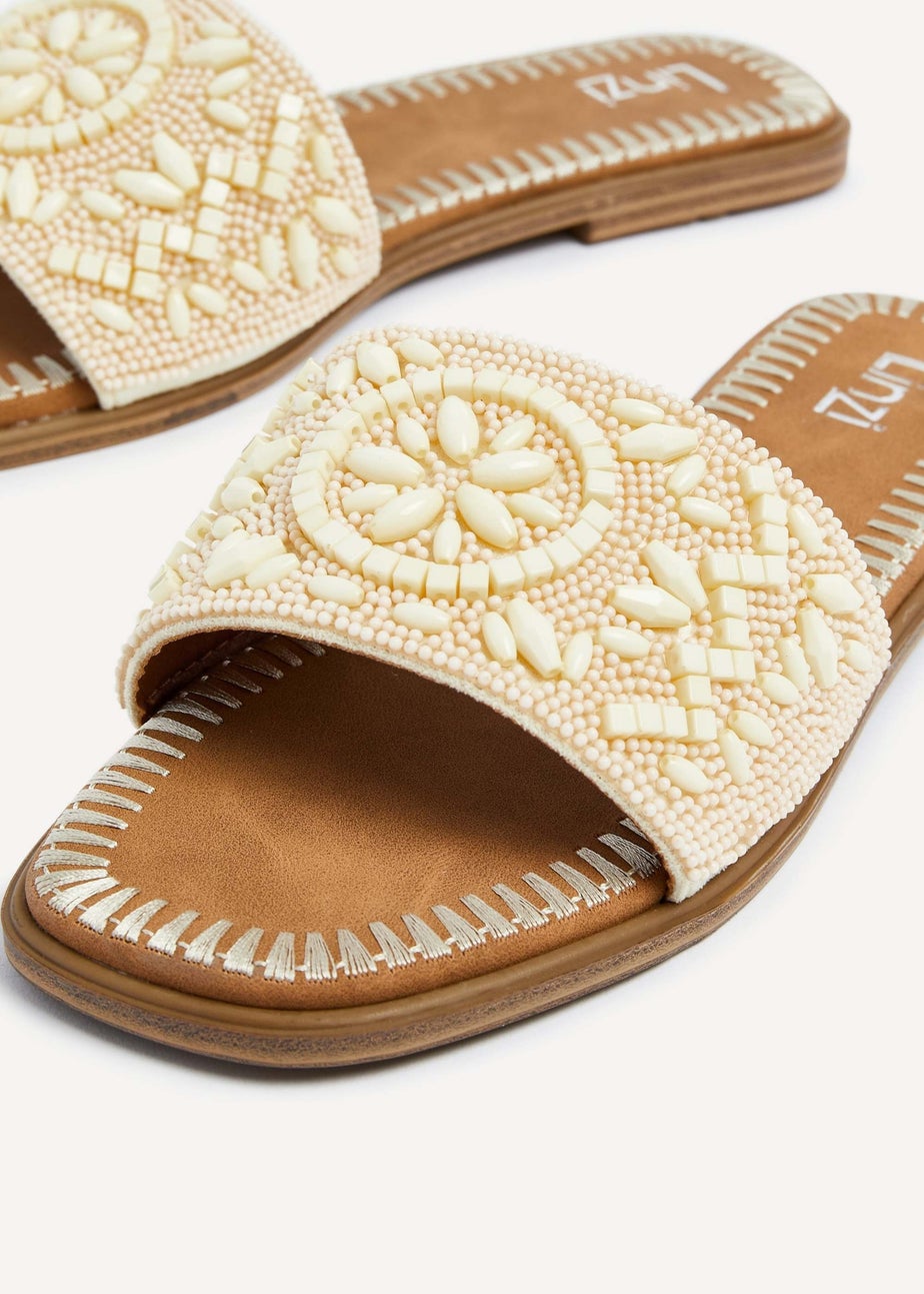 Linzi Aloha Beige Beaded Sandals