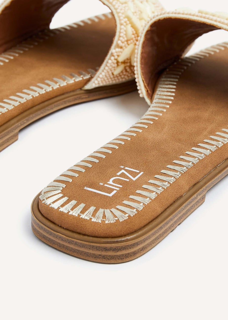 Linzi Aloha Beige Beaded Sandals
