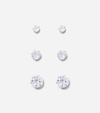 Muse 3 Pack Silver Rhinestone Studs