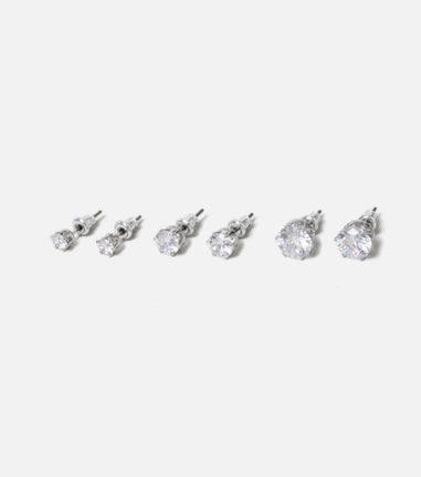 Muse 3 Pack Silver Rhinestone Studs