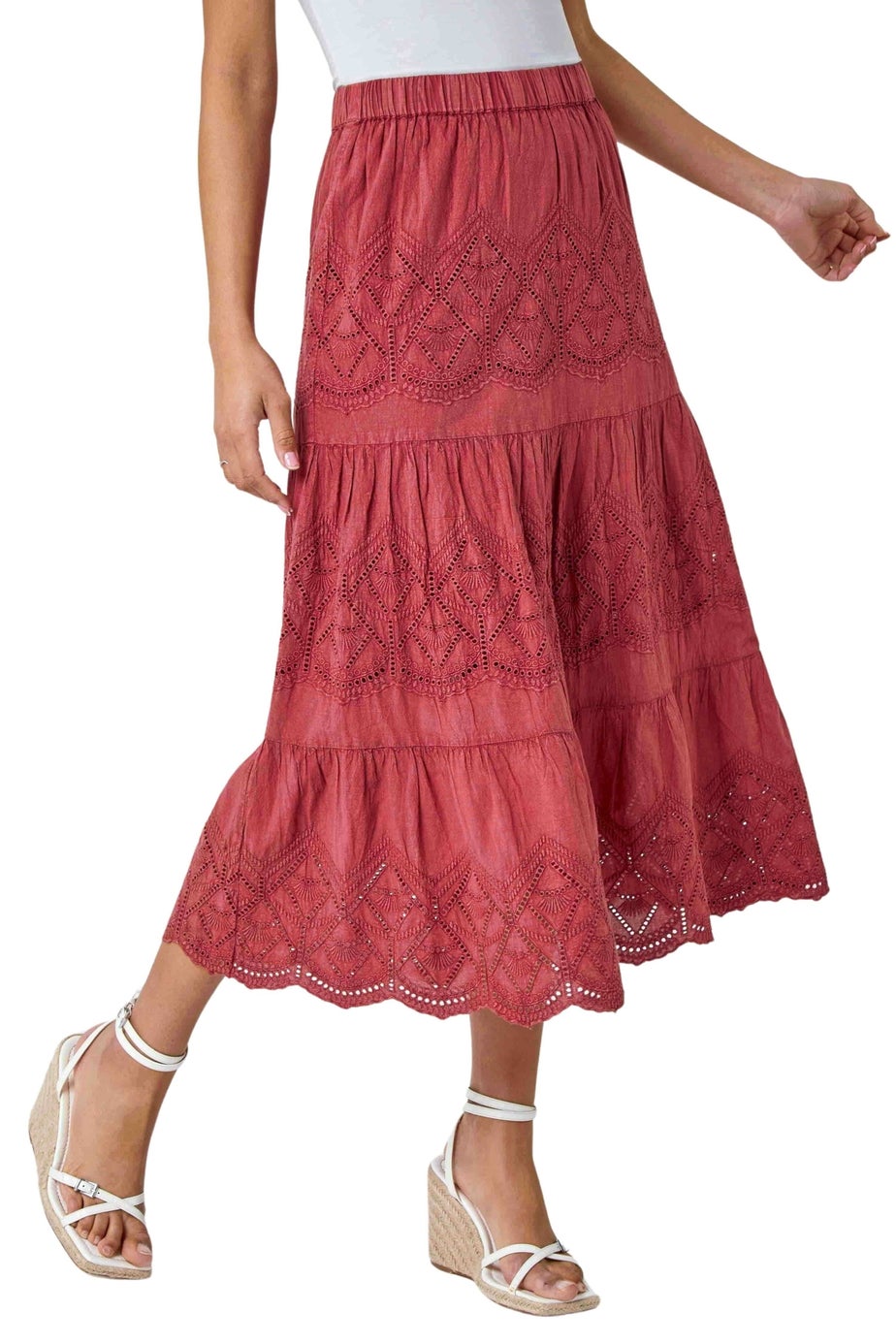 Roman Rust Broderie Design Skirt