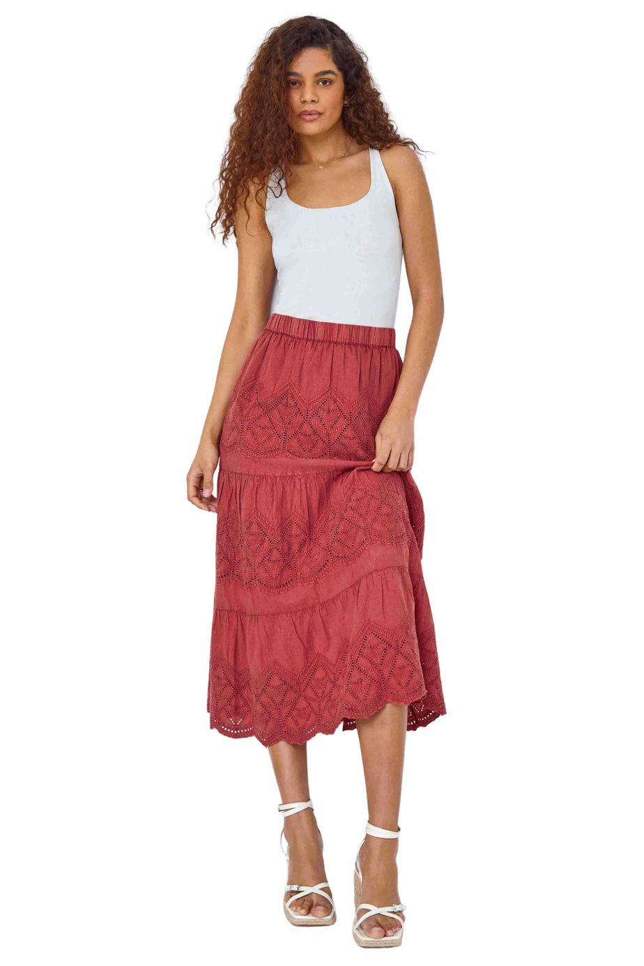 Roman Rust Broderie Design Skirt
